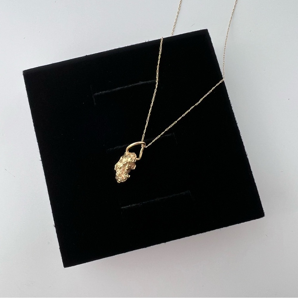 14k Gold Nugget Charm Necklace